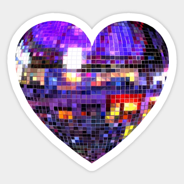 Mirrored Purple Disco Ball Heart Sticker by Art by Deborah Camp